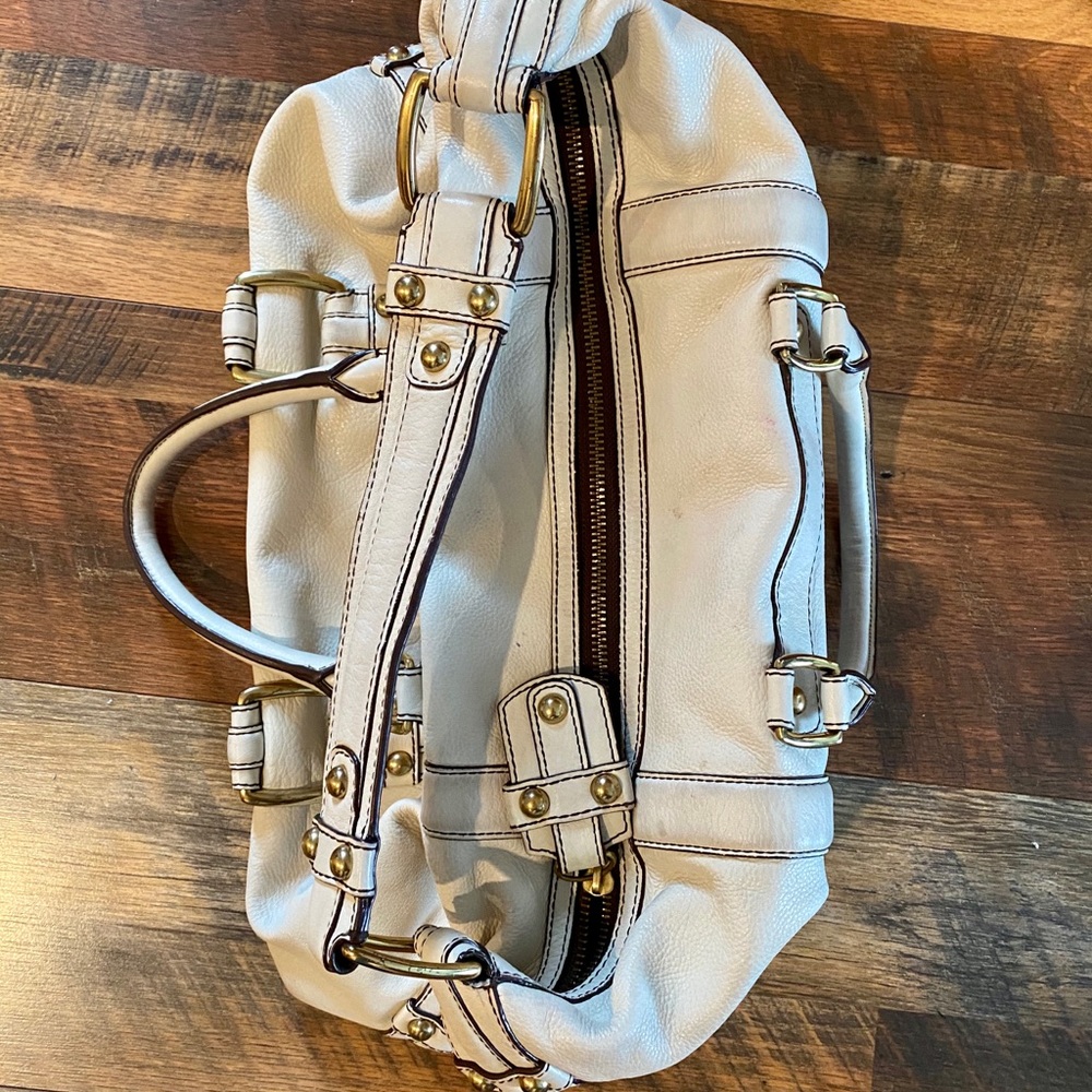 BANANA REPUBLIC Cream Leather Large Satchel Bag - Picture 5 of 8